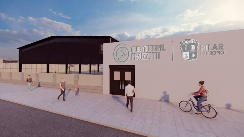 Así lucirá la fachada del club municipal de Peruzzotti según la imagen difundida por el municipio.