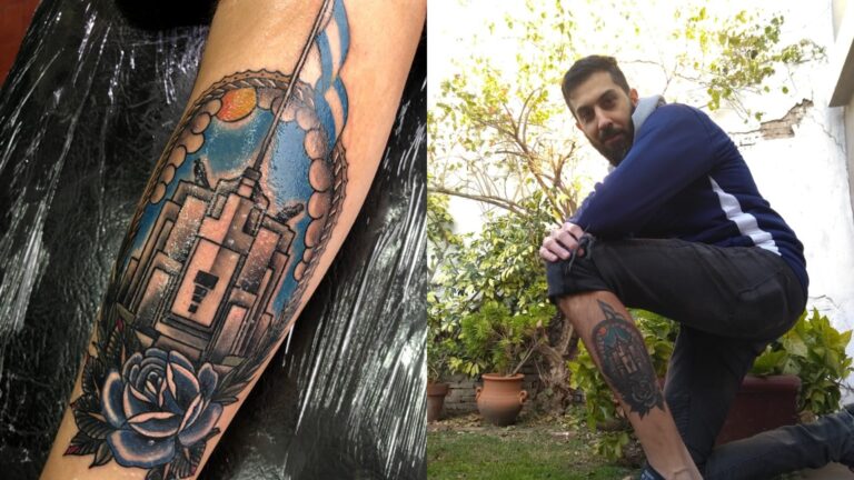 El tatuaje fue hecho por un vecino de José Mármol y demandó cuatro horas.