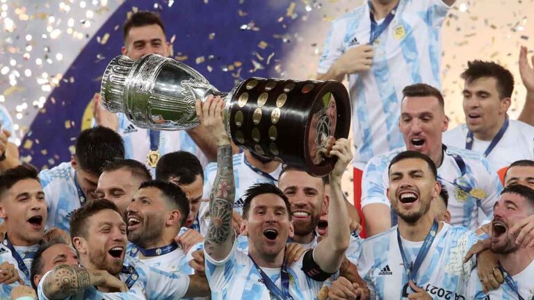 Lionel Messi en el festejo por la Copa América