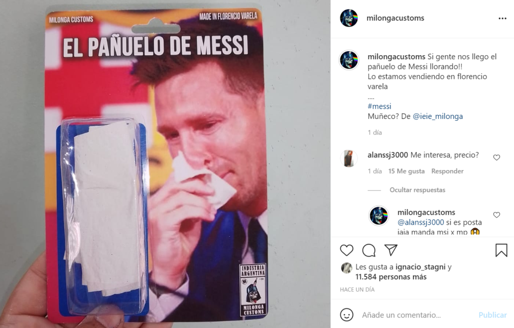 El anuncio realizado en Instagram confirmando que les llegó "el pañuelo de Messi".