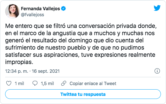 Tuit de Fernanda Vallejos