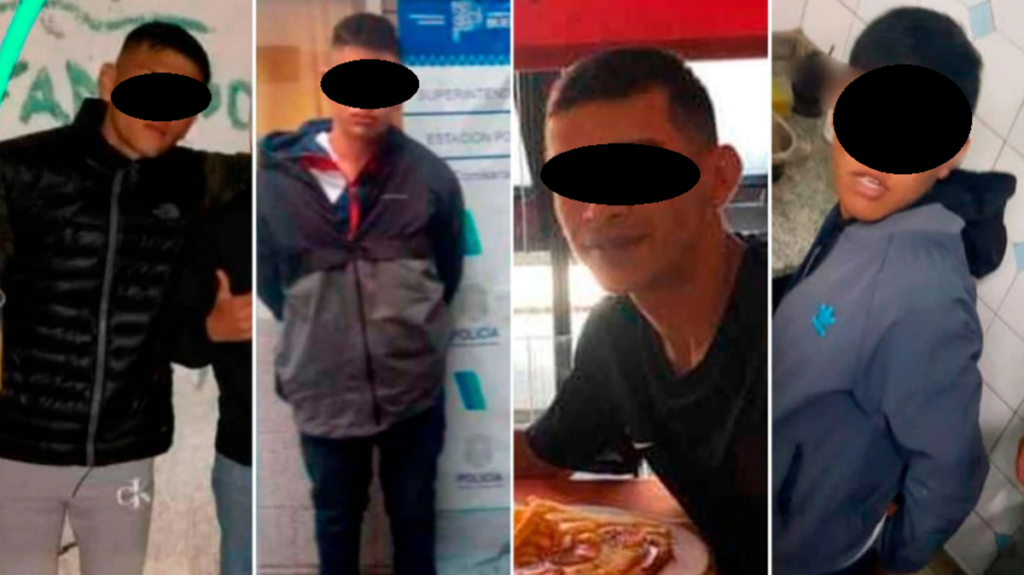 Los cuatro detenidos por el crimen de Caseros. Uno tiene 24 años y de los otros no trascendieron las edades.