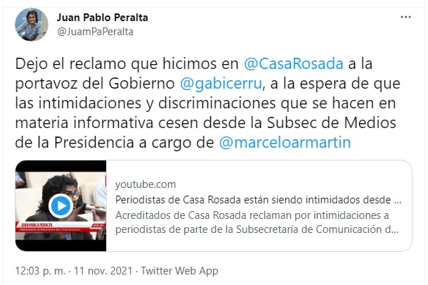 Grave denuncia por intimidaciones del Gobierno a los periodistas acreditados en la Casa Rosada