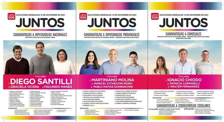 La boleta de Juntos por el Cambio en Quilmes