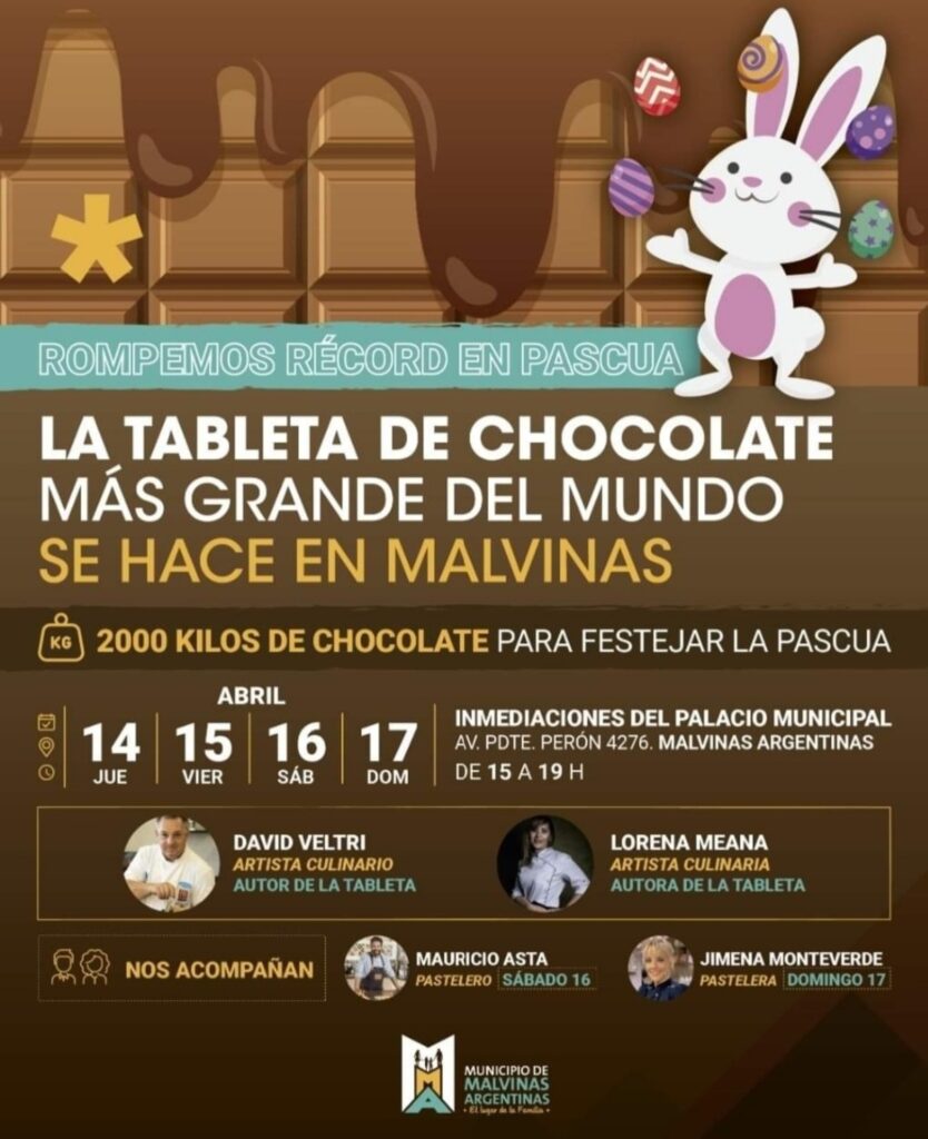 Malvinas Argentinas va por un récord: intentará crear la tableta de chocolate más grande del mundo