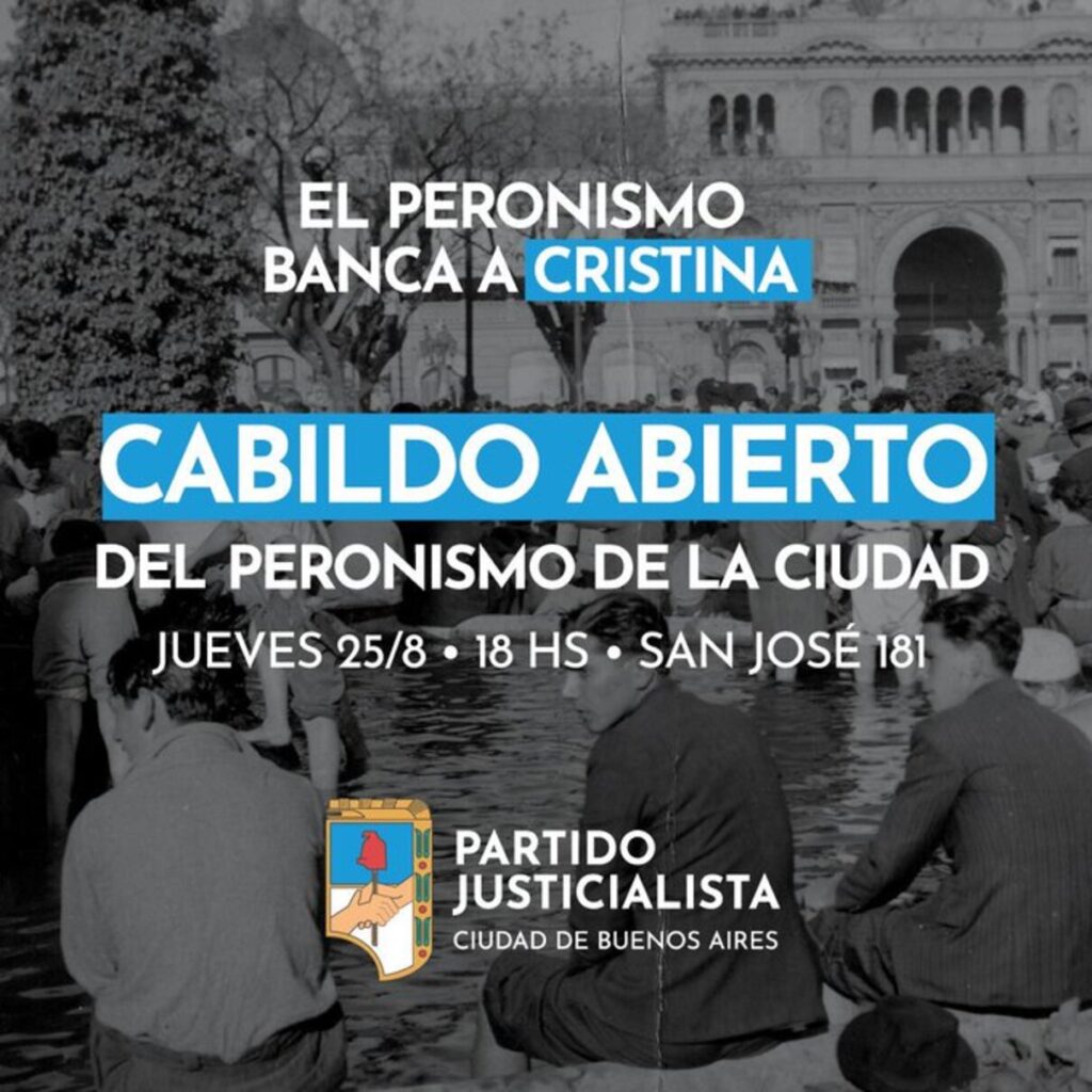 Cabildo Abierto del PJ de Capital Federal para defender a Cristina Kirchner