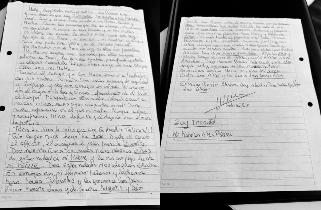 La carta que escribió el hombre acusado de matar a sus padres en Vicente López, cada vez más complicado ante la Justicia