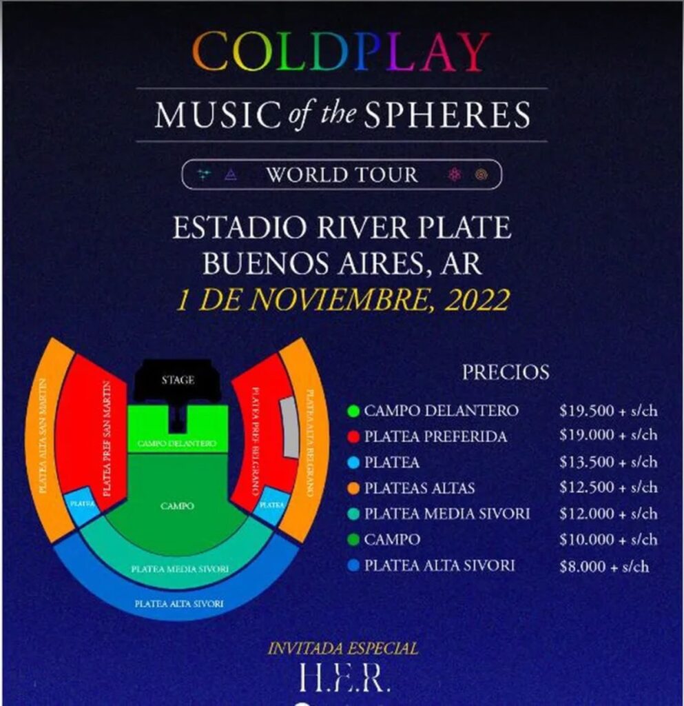 Coldplay Argentina River Shows 2022 Entradas