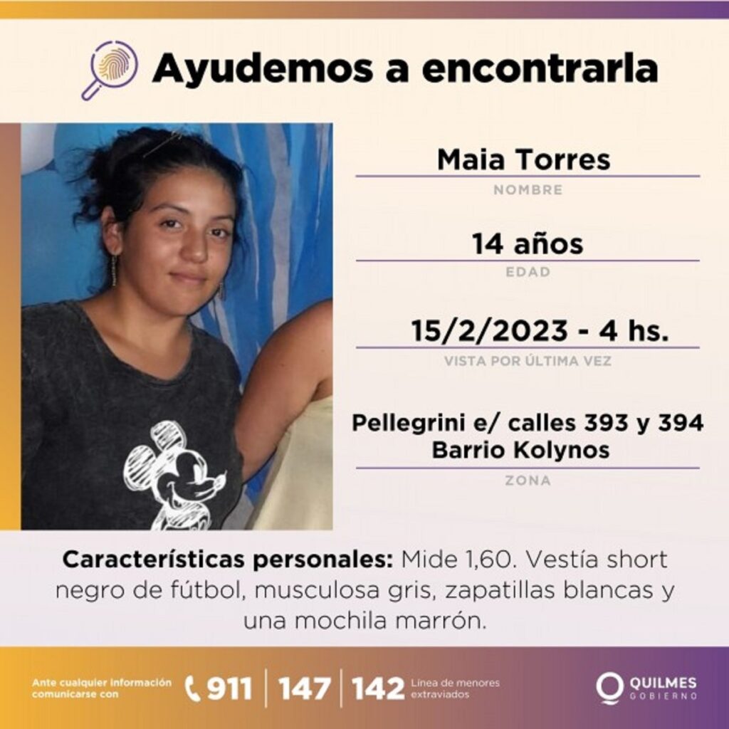Desesperada búsqueda en General Rodríguez: tiene 14 años, acordó encontrarse con un joven y lleva casi cinco días desaparecida