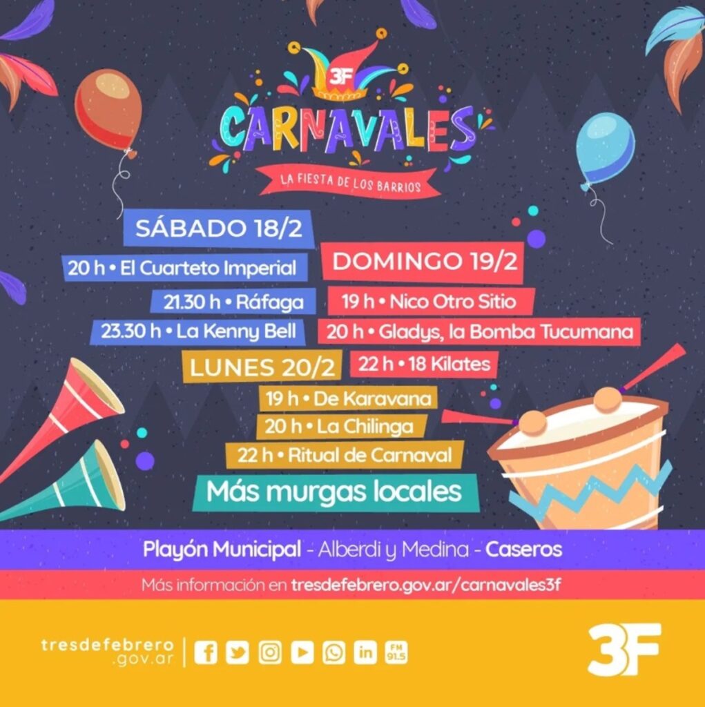 Ráfaga y Gladys, la bomba tucumana, llegan a Tres de Febrero con recitales gratuitos por los festejos de carnaval