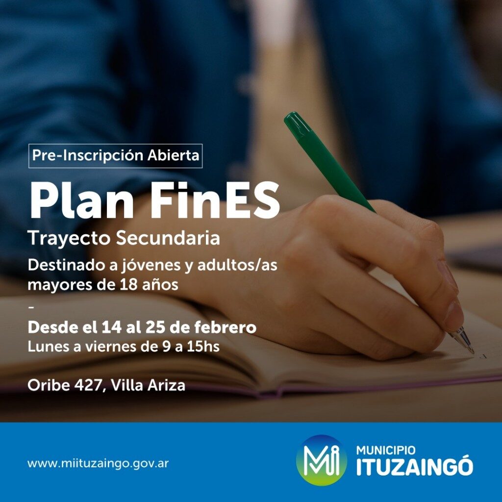 Ituzaingó: comenzó la inscripción al Plan FinEs para terminar el secundario