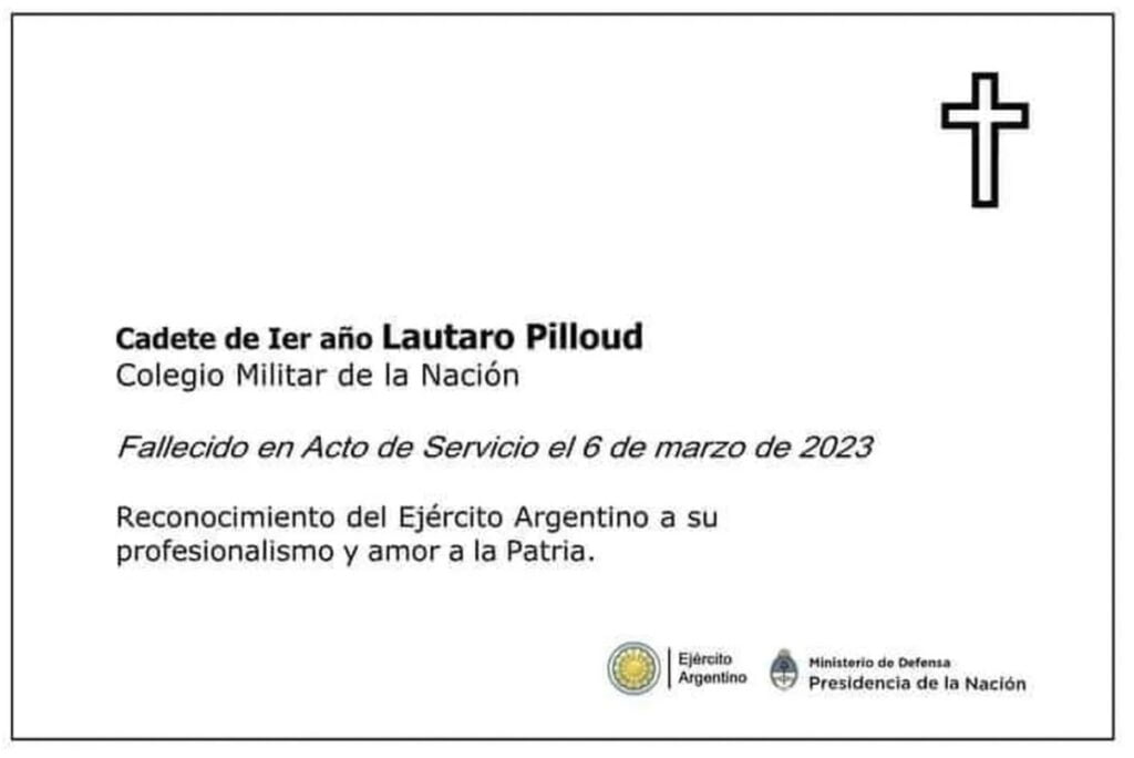 Misterio en el Colegio Militar de El Palomar: quién era Lautaro Pilloud, el cadete que murió en su primer año de instrucción