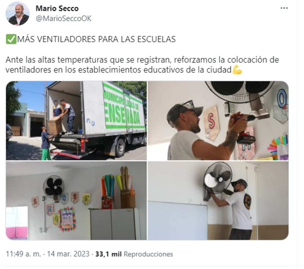 Ensenada: Mario Secco dijo haber colocado ventiladores “de última tecnología” en las escuelas y recibió durísimas críticas