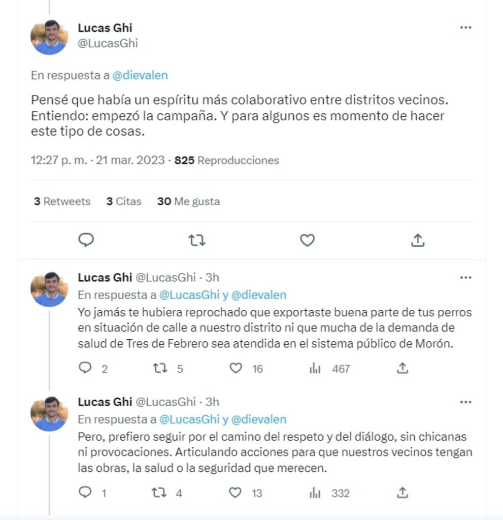 Cruce picante entre Diego Valenzuela y Lucas Ghi en las redes: empezó con un video y siguió con reproches y chicanas entre los intendentes