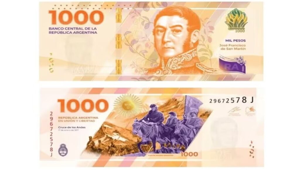 El nuevo diseño para el billete de $1000 con imágenes de Don José de San Martín