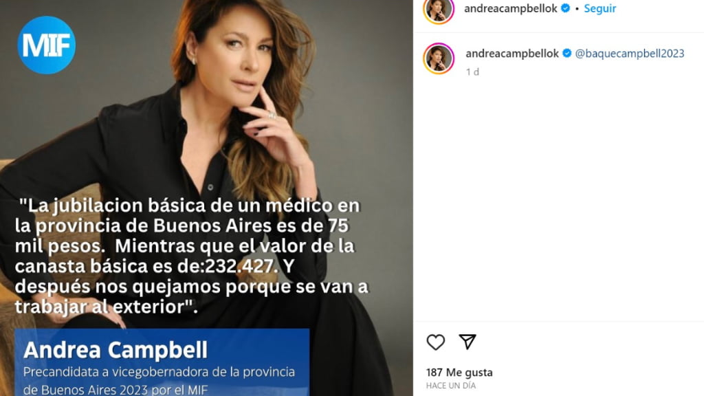 En su Instagram, Andrea Campbell se muestra con mensaje electorales por el MIF.