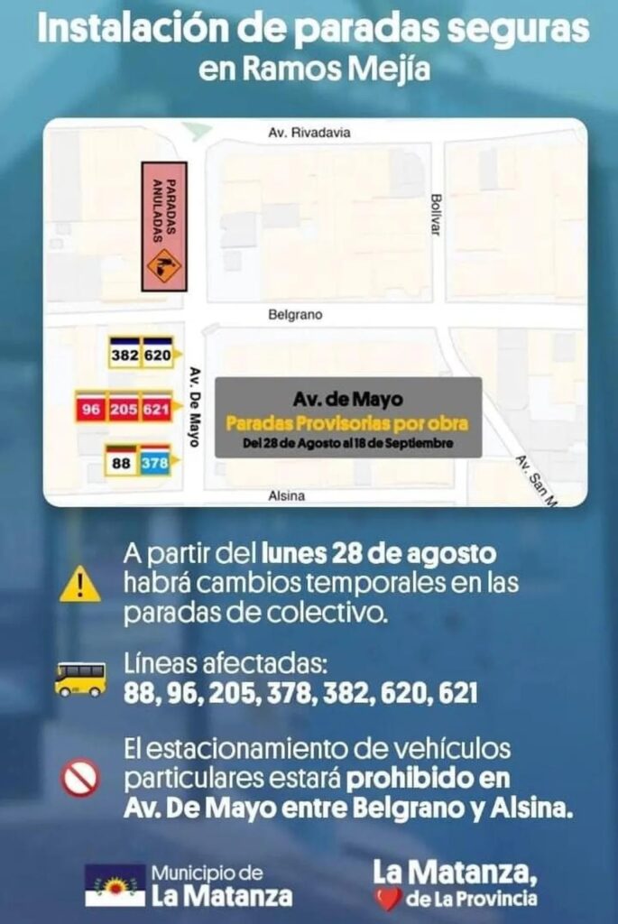 Cambian paradas de colectivos en Ramos Mejía a partir del lunes: todos los detalles y a qué líneas afecta