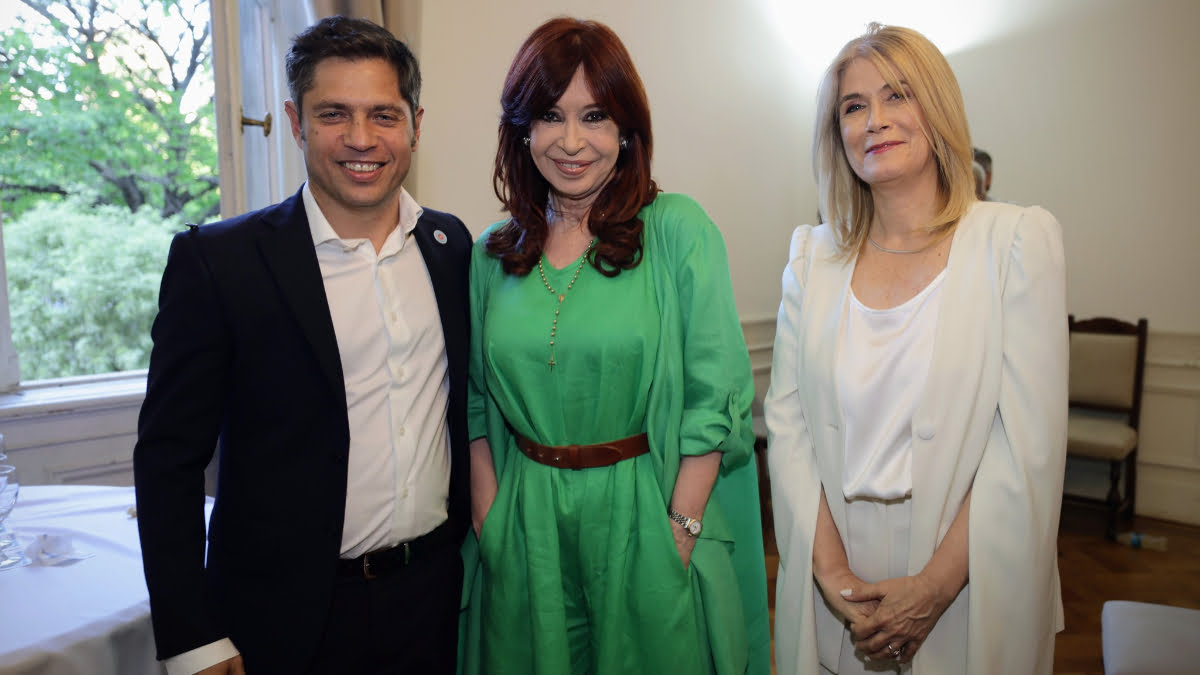 Axel Kicillof, Cristina Kirchner y Verónica Magario