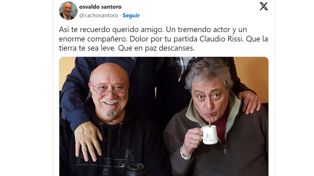 La despedida de Osvaldo Santoro a Claudio Rissi en redes sociales.