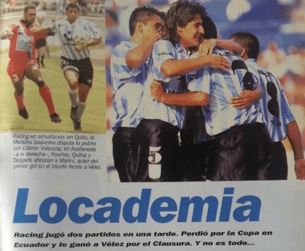 Racing Club, Vélez Sarsfield, Torneo Clausura 1997, Copa Libertadores, dos partidos en un día