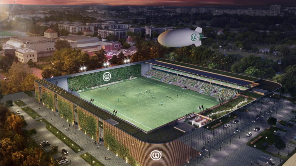 El coqueto estadio del Warta Poznan de POlonia, donde jugará Axel Martínez la temporada próxima.