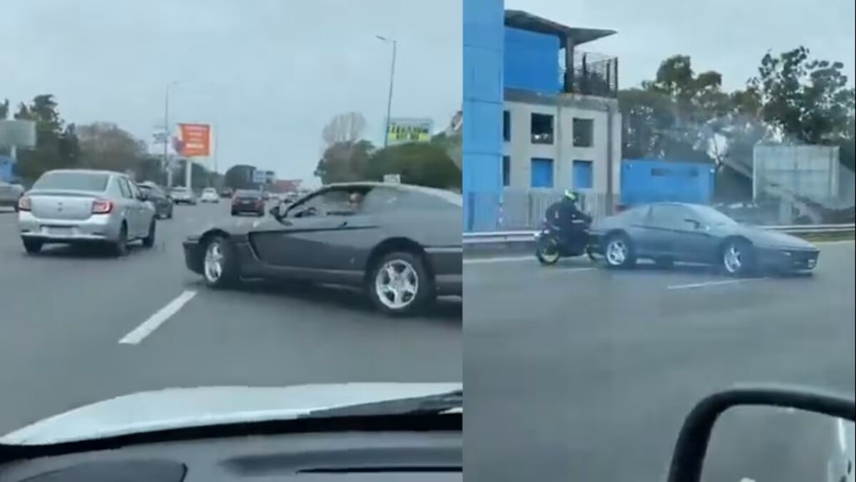 El trompo de una Ferrari en avenida Lugones