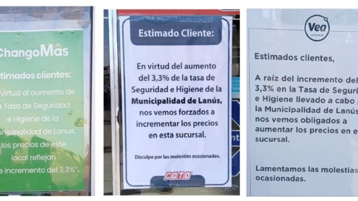 Las principales cadenas de supermercados de Lanús pegaron carteles en sus sucursales del distrito.