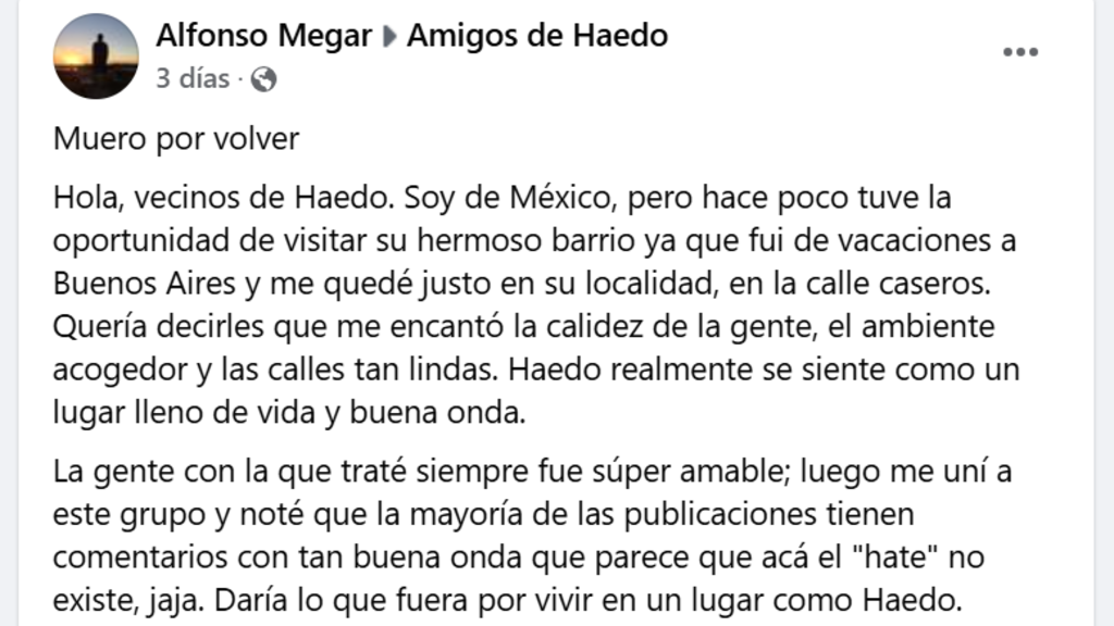 Haedo, redes sociales, mexicano