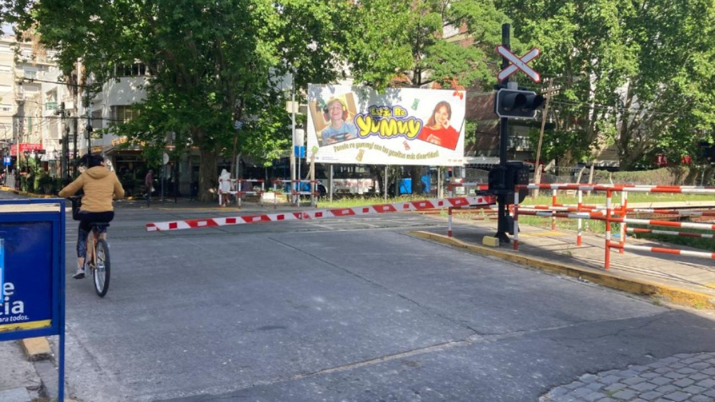 Barreras que se quedan trabadas abajo y no vuelven a subir, un clásico del ramal Tigre del tren Mitre. En la foto, el cruce de Roca y Avenida Libertador., en Vicente López.