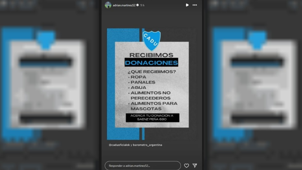 El posteo que subió Maravilla Martínez a sus redes para pedir donaciones para los vecinos de Zárate.