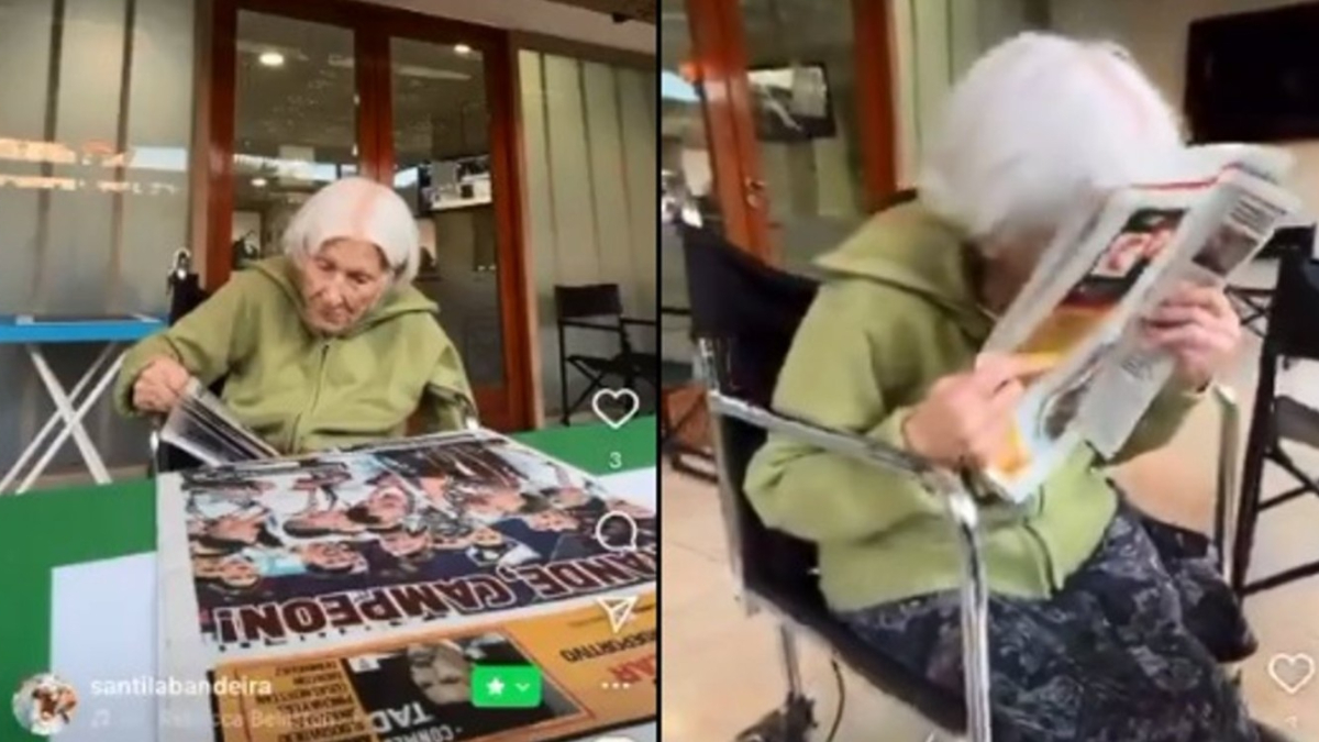 La abuela de 98 años que llenó de amor al todo el futbol argentino al besar la tapa de un diario de su querido Platense campeón.