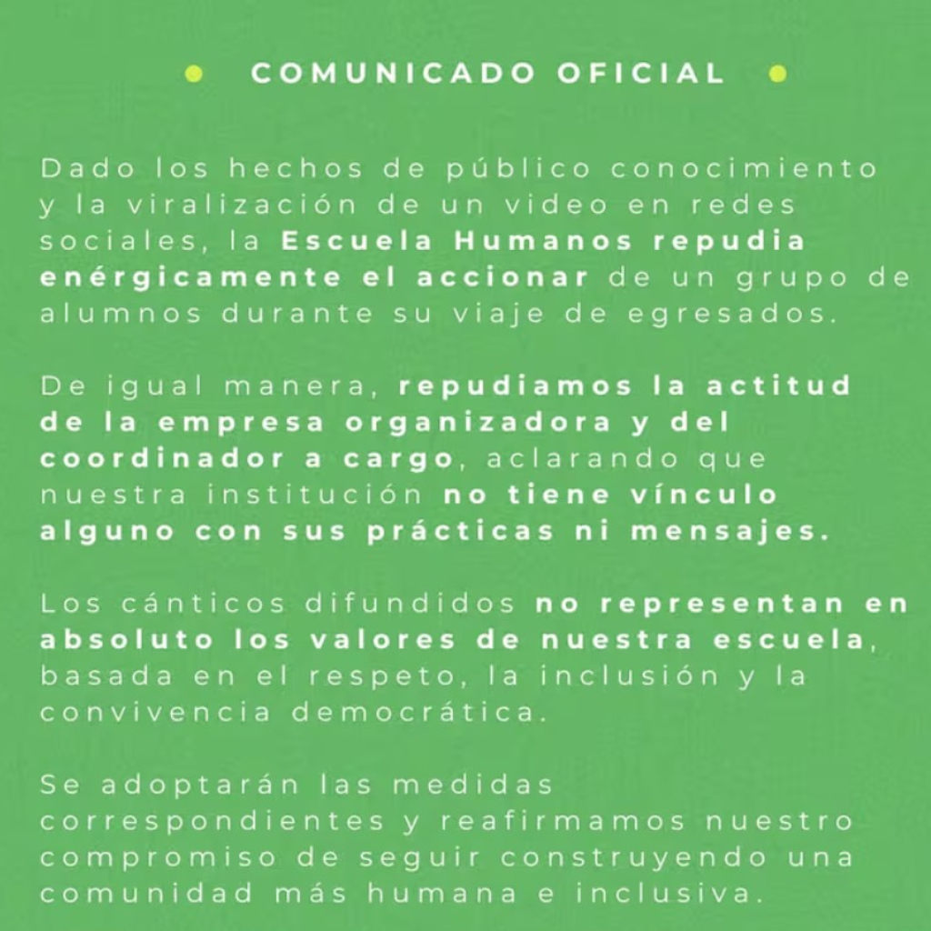 Las imágenes de los cánticos antisemitas de los alumnos del la Escuala Humanos de Canning se viralizaron el fin de semana destando una ola de críticas.