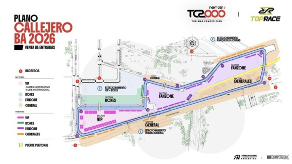 El 14 y 15 de marzo, el TC2000 volverá a rodar en un circuito callejero en la Ciudad de Buenos Aires.