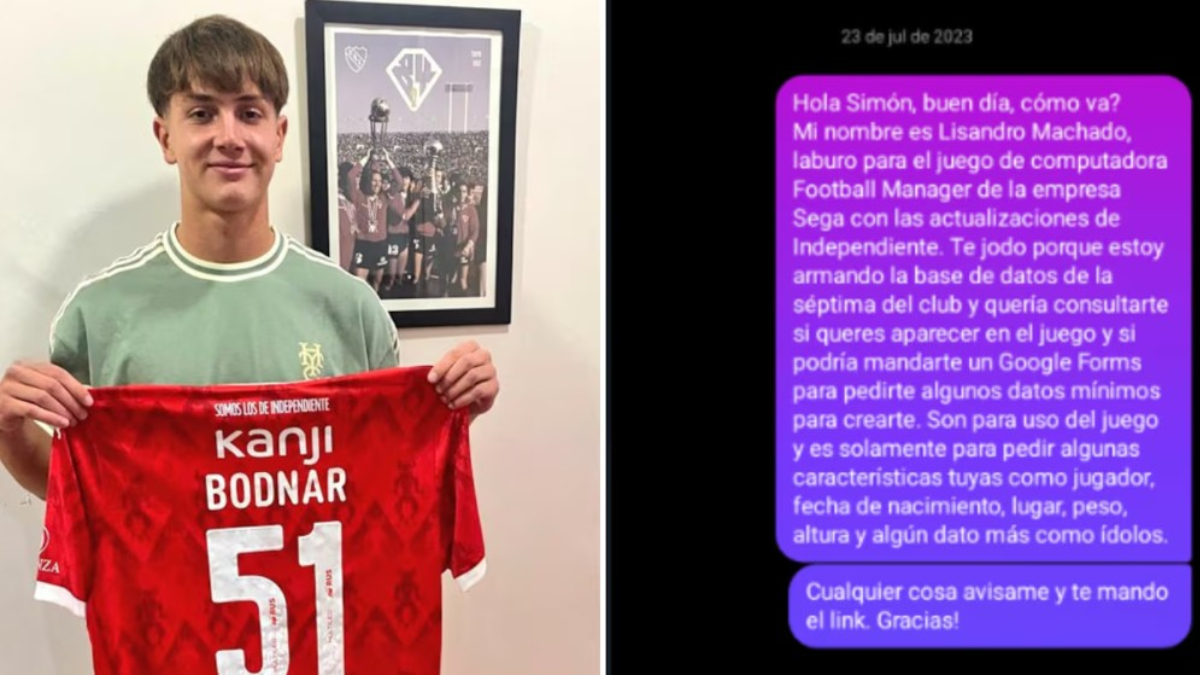 Simón Bodnar, delantero de 18 años de Independiente, fue citado, también en 2025, a la Sub 19 de Hungría: