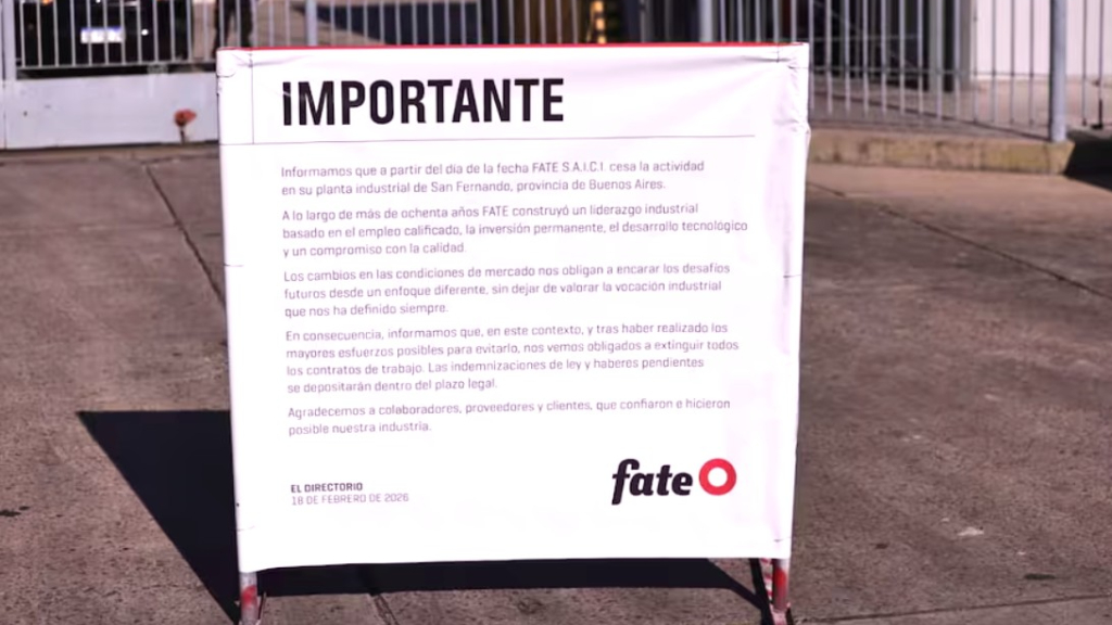 Fate cerró su histórica planta de San Fernando, que empezó a producir neumáticos en la primera presidencia de Perón, en 1945. Sus 920 empleados quedaron en la calle.