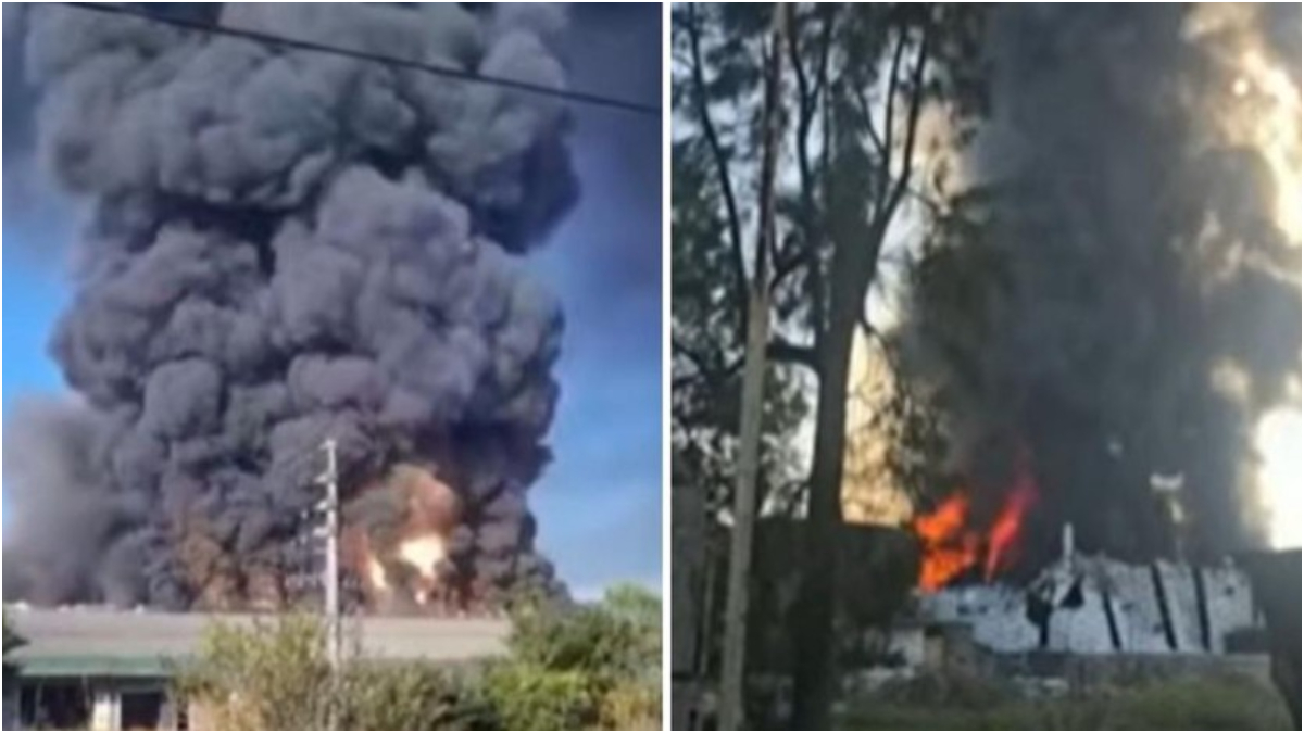 Vecinos de la fábrica de pintura que se incendia en Francisco Alvarez desde esta mañana decidieron autoevacuarse ante el temor de las llamas.