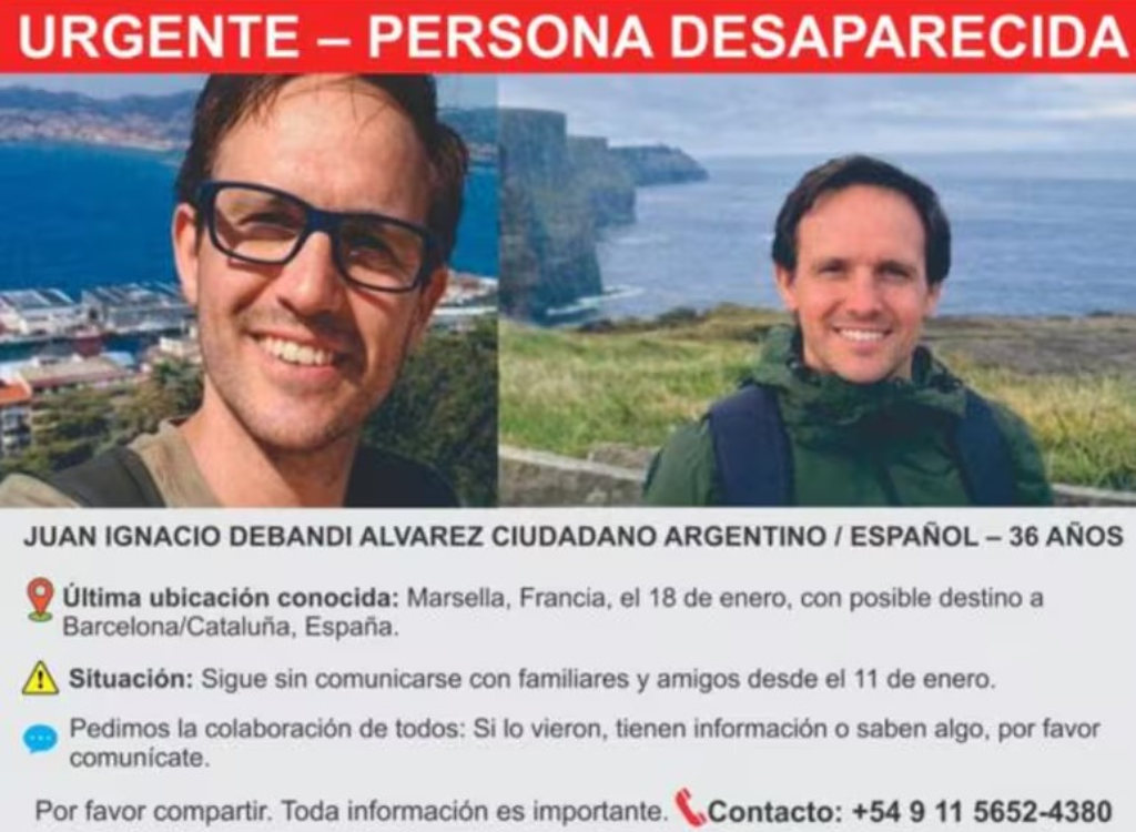 Juan Ignacio Debandi, el biólogo argentino de General Rodríguez que se encuentra desaparecido desde fines de enero en Francia.