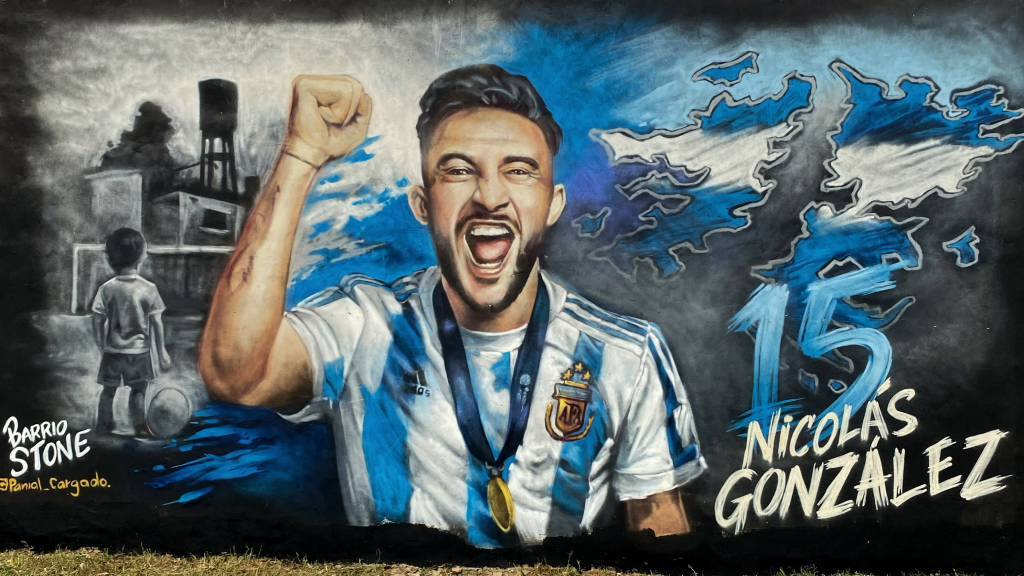 Nico González tiene un mural que lo homenajea en Escobar. Foto: IG (@panial_cargado)