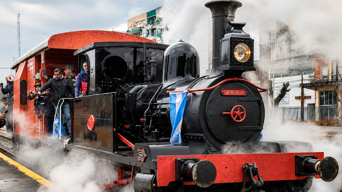 Haedo repatria una vieja locomotora a vapor para celebrar un nuevo aniversario del viaje inaugural del Ferrocarril del Oeste
