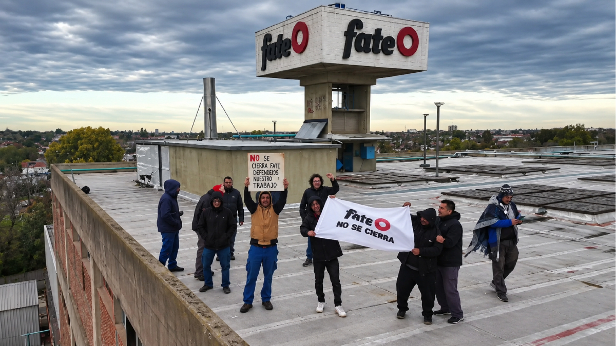 Los trabajadores de FATE se manifestaron para evitar el desalojo.